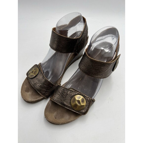 Taos Carousel 2 Leather Gold Wedge Sandals Metallic Shoes Women’s 40 US 9 9.5 - Picture 5 of 8